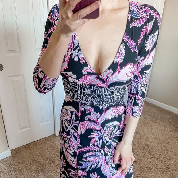 Lilly Pulitzer Fleuris Midi Dress Onyx Wild Within XS - Picture 3 of 11